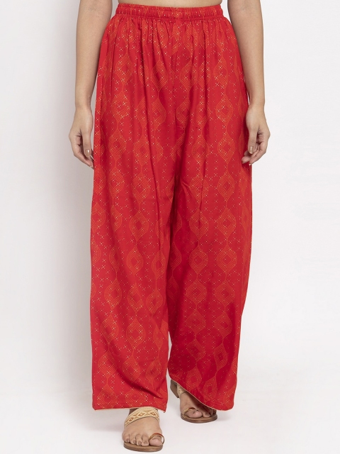 

Clora Creation Women Red Printed Wide Leg Palazzos