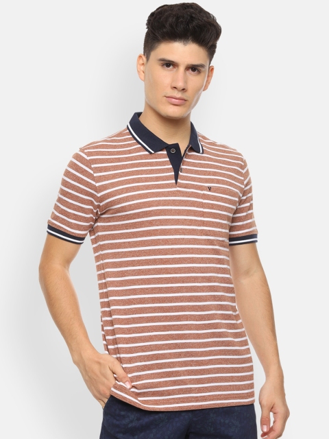 

Van Heusen Sport Men Brown Striped Polo Collar T-shirt