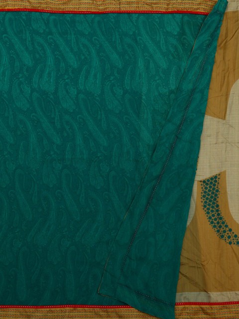

Pothys Green Printed Georgette Chiffon Saree