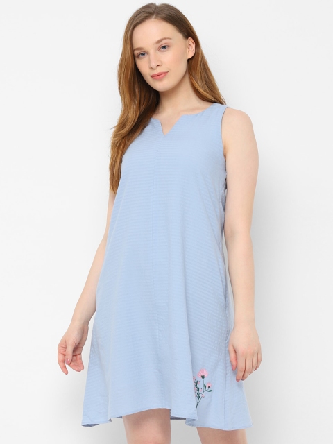 

Allen Solly Woman Women Blue Solid A-Line Dress