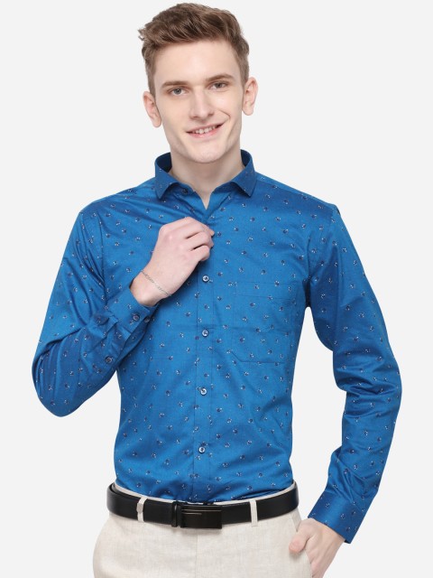 

Greenfibre Men Blue Slim Fit Printed Formal Shirt