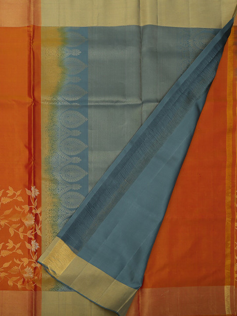 

Pothys Orange & Blue Mayuri Soft Silk Woven Design Saree