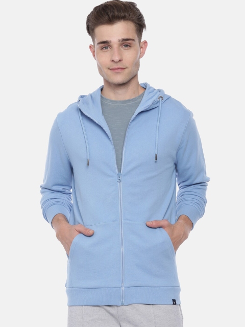 

Breakbounce Men Blue Solid Hooded Sweatshirt