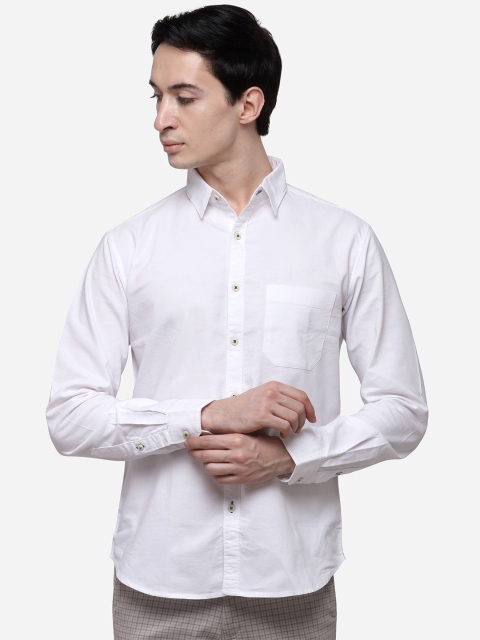 

Greenfibre Men White Slim Fit Solid Casual Shirt