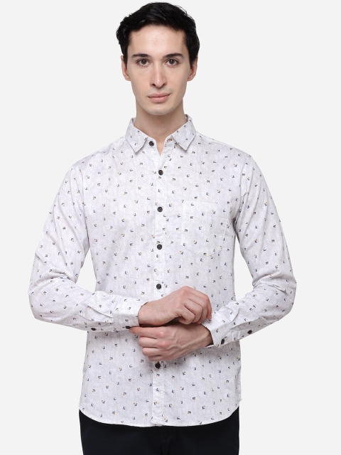 Greenfibre Men Grey Slim Fit Printed Casual Shirt