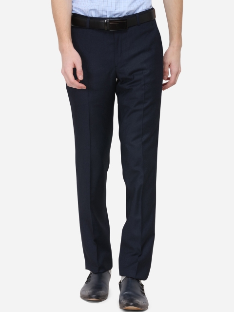 

METAL Men Navy Blue Slim Fit Solid Formal Trousers