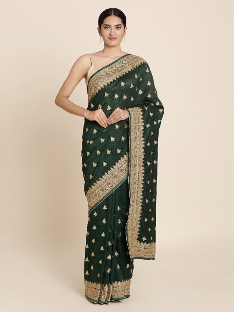 

Koskii Green Embroidered Art Silk Saree
