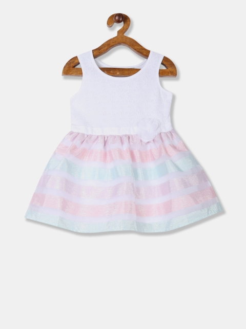 

The Childrens Place Girls White Striped Fit and Flare Dress