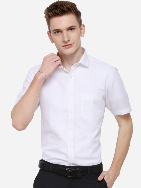 Greenfibre Men White Regular Fit Solid Formal Shirt