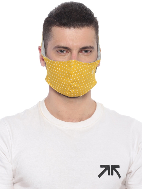 

Bene Kleed Adults Yellow Printed HeptaShield 3-Ply Reusable Cloth Mask