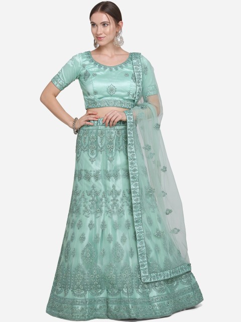 

VRSALES Sea Green Semi-Stitched Lehenga & Blouse with Dupatta