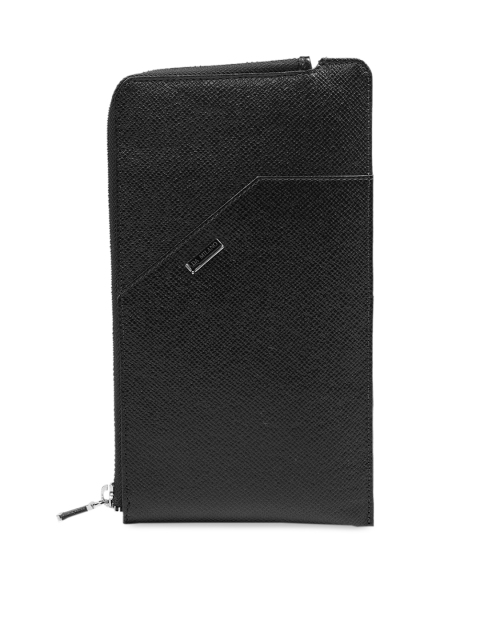 

Da Milano Men Black Solid Zip Around Leather Wallet
