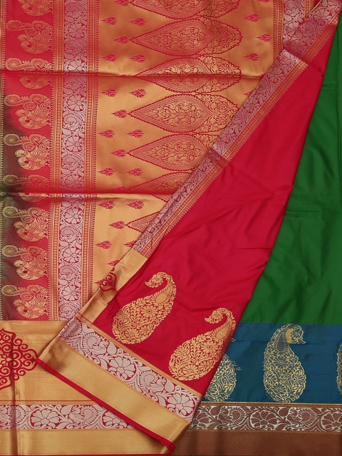 

Pothys Green & Red Pure Cotton Woven Design Saree