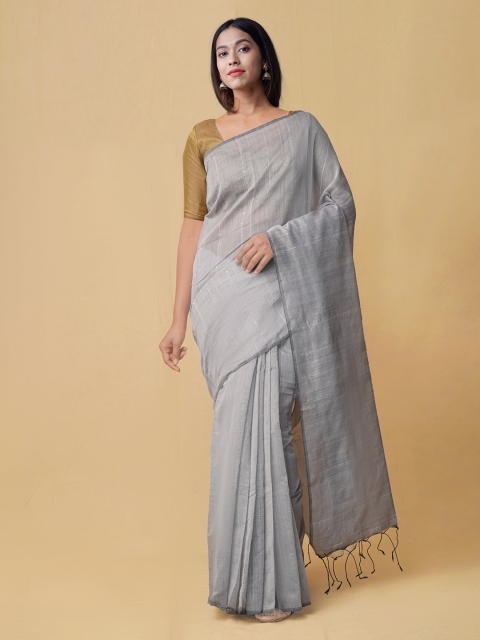 

Unnati Silks Grey Woven Design Pure Linen Saree