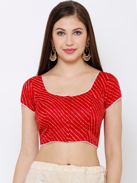 

SALWAR STUDIO Women Red Printed Readymade Saree Blouse