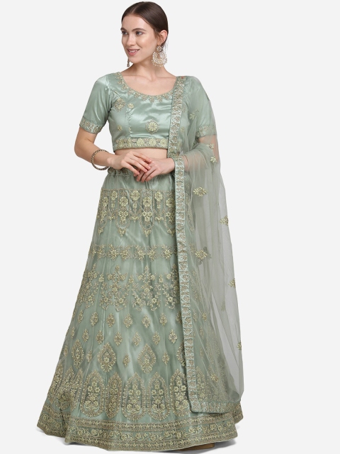 

VRSALES Olive Green Semi-Stitched Lehenga & Blouse with Dupatta
