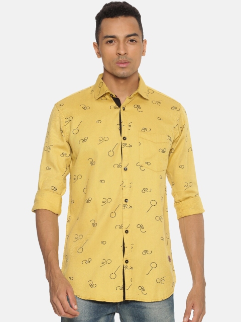 

Campus Sutra Men Yellow Regular Fit Printed Casual Shirt