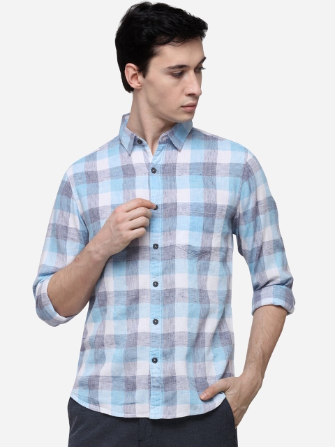 

Greenfibre Men Blue Slim Fit Checked Casual Shirt