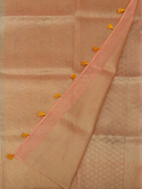 Pothys Cream-Coloured Woven Design Linen Blend Saree