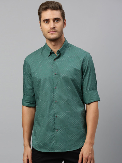 

RARE RABBIT Men Green Regular Fit Printed Casual Shirt