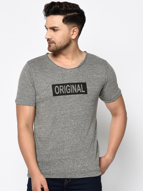 

Rigo Men Grey & Black Printed Round Neck Slim Fit T-shirt