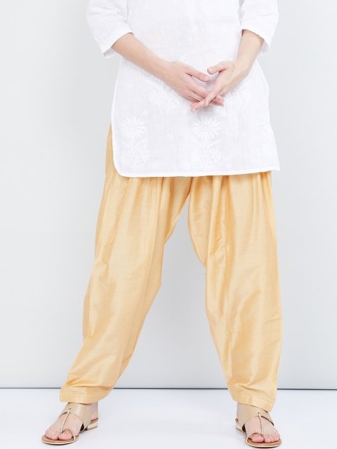 

max Women Gold-Coloured Solid Loose-Fit Salwar