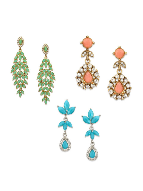 

Mahi Multicoloured Set of 3 Contemporary Drop Earrings, Multi