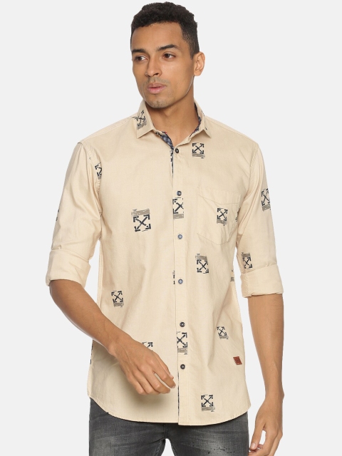 

Campus Sutra Men Beige Regular Fit Printed Casual Shirt