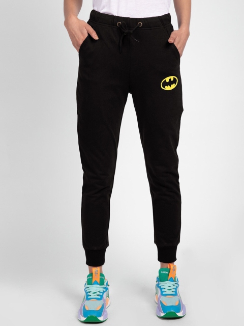 

Bewakoof Women Black Solid Slim-Fit Batman Logo Badge Joggers