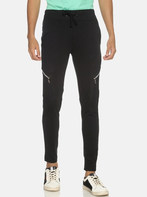 

Campus Sutra Men Black Solid Straight-Fit Track Pants