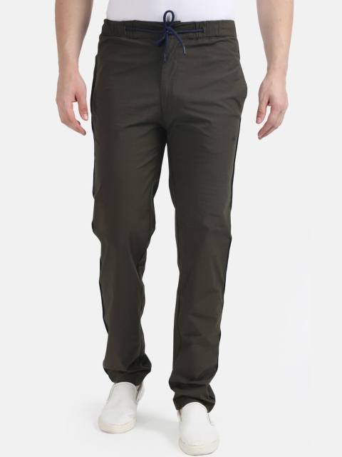 

Monte Carlo Men Olive Green Solid Track Pants