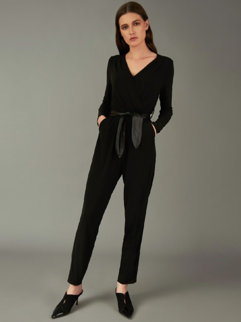 

COVER STORY by KARL LAGERFELD Women Black Solid Basic Jumpsuit