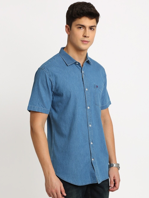 

TED HARBOR Men Blue Slim Fit Solid Casual Shirt