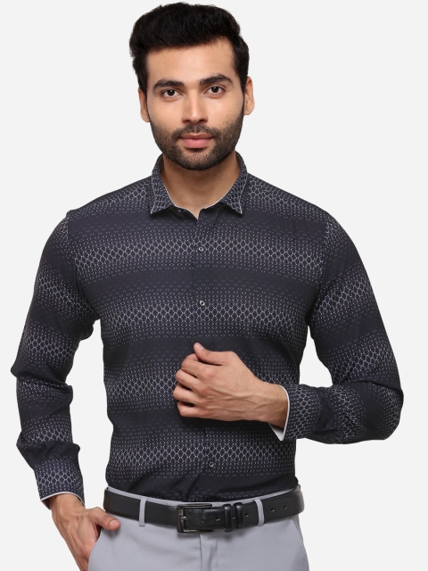 

JB STUDIO Men Black & White Slim Fit Printed Semiformal Shirt