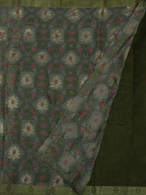 

Pothys Green & Pink Poly Georgette Floral Printed Saree