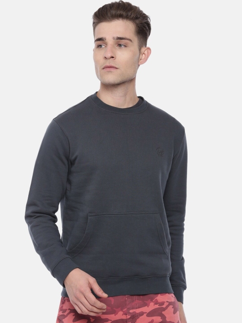 

Breakbounce Men Charcoal Grey Solid Sweatshirt