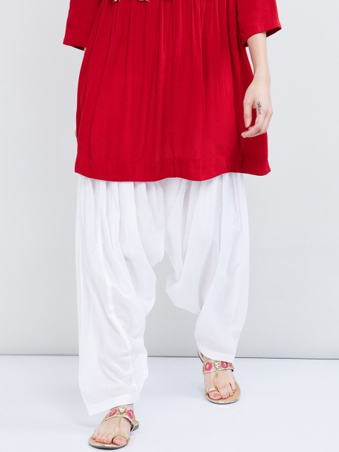 

max Women White Solid Loose-Fit Salwar