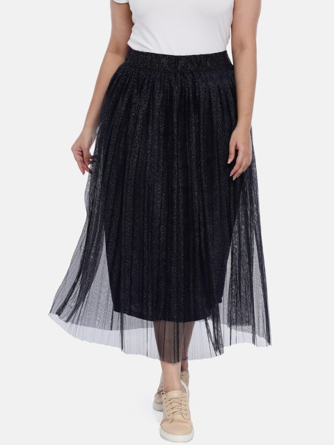 

The Pink Moon Women Navy Blue Self-Design A-Line Skirt