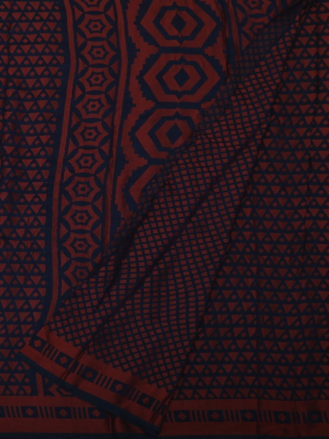 

Pothys Navy Blue & Maroon Brasso Printed Saree