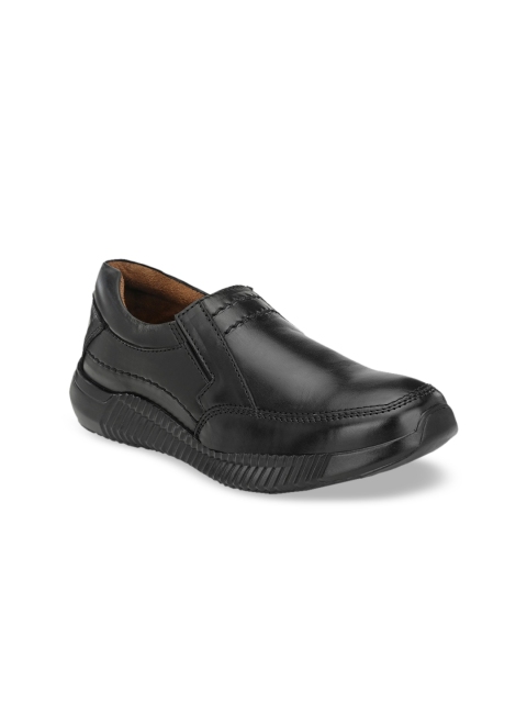 

Eego Italy Men Black Solid Genuine Leather Formal Slip-Ons