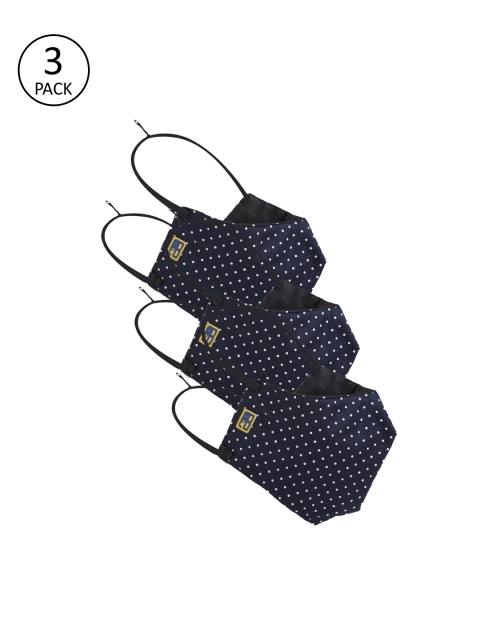 

Balista Adults Pack of 3 Navy Blue & White Printed 4-Layers Reusable Masks