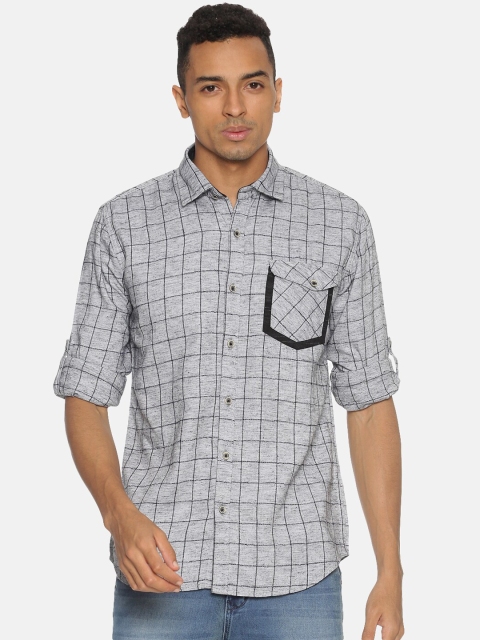 

Campus Sutra Men Grey Regular Fit Checked Casual Shirt