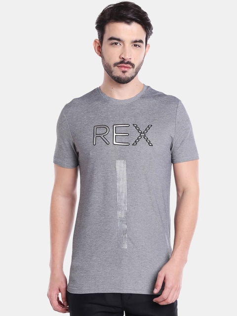 

Rex Straut Jeans Men Grey Printed Round Neck T-shirt