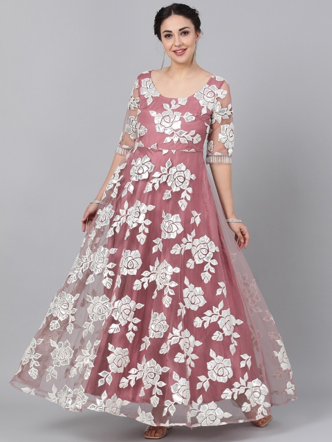 

AKS Couture Women Mauve Printed Maxi Dress