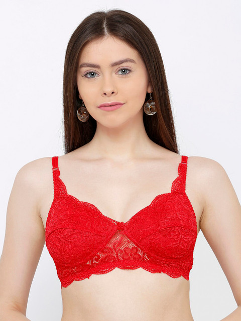 

SHERRY Red Lace Non-Wired Non Padded Balconette Bra ASMI