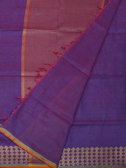 

Pothys Violet & Gold-Coloured Woven Design Pure Linen Saree