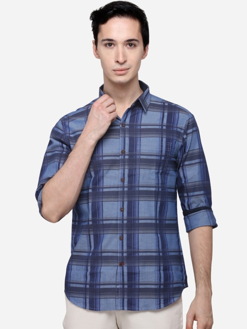 

Greenfibre Men Blue Slim Fit Checked Casual Shirt