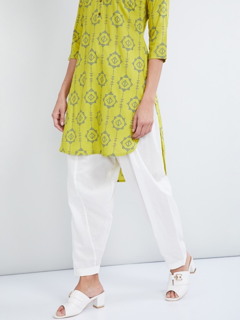 

max Women Off-White Solid Straight-Fit Salwar