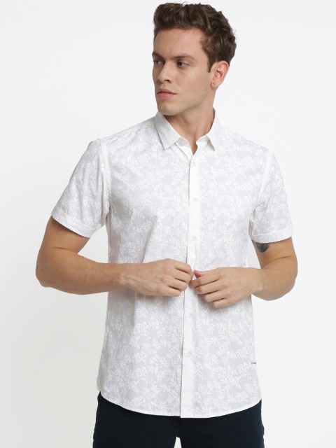 

Crocodile Men White Classic Slim Fit Printed Casual Shirt