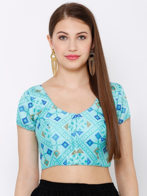

SALWAR STUDIO Women Blue Printed Readymade Saree Blouse